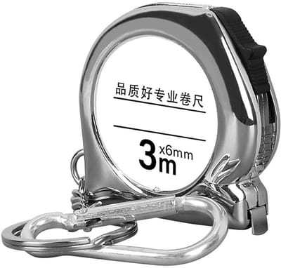 Dailygoods- Meetlint 3 Meter Mini - Stalen Sleutelhanger - Intrekbare Functie - Retro Duidelijke Schaal - Lichtgewicht - Compact formaat - Rolmaat