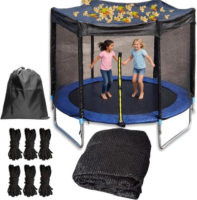 Trampoline Zonnescherm - Trampoline Overkapping - Bescherming Zonnestralen - Ademend Mesh Materiaal - Universeel - Blauw