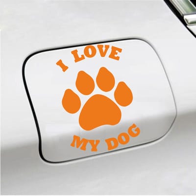 Bumpersticker - I Love My Dog - 13,9 X 9,3 - Oranje