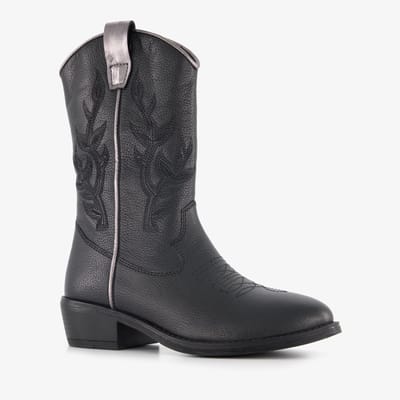 Groot leren meisjes cowboylaarsjes zwart - Maat 32 - Uitneembare zool