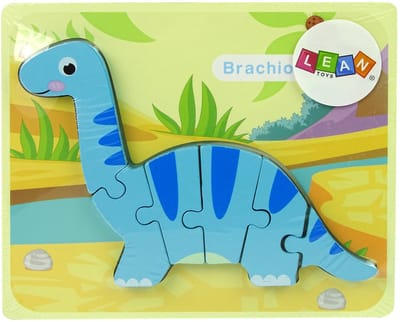 Leantoys Houten Puzzel Dinosaurus Brachiosaurus - 5mm Dik Houten Puzzelstukken - Educatief Speelgoed 3+ - Dino Puzzle - Houten Blokjes Puzzel - Brachiosaurus