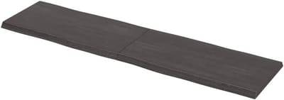 Gecheer Tafelblad, rechthoekig, eikenhout, donkergrijs, met lichte randen, 160 x 40 x 4 cm, tafelblad voor keuken, eettafel, bartafel, houten blad, rechthoekig tafelblad