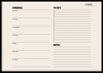 Poster Planner beige - 30x40 cm - Planner Poster - WALLLL - Exclusief lijst - Professioneel fotopapier