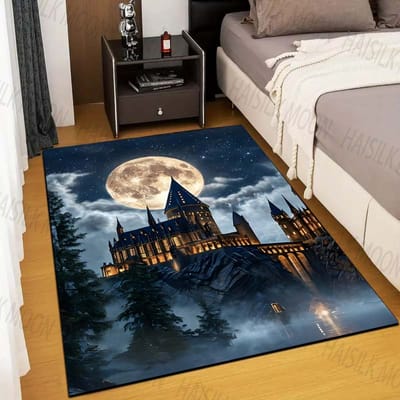 Kasteel Magische School Print Vloerkleed Tapijt voor Woonkamer Kinderkamer Mat Bank Deurmat Vloerkleed Huisdecoratie Antislip Mat 60*90cm