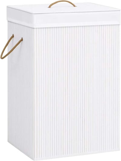 Wasmand Bamboe - Vuile Was Mand - Wassen Organiseren - Milieuvriendelijk Ontwerp - 72L 100cm - Wit B