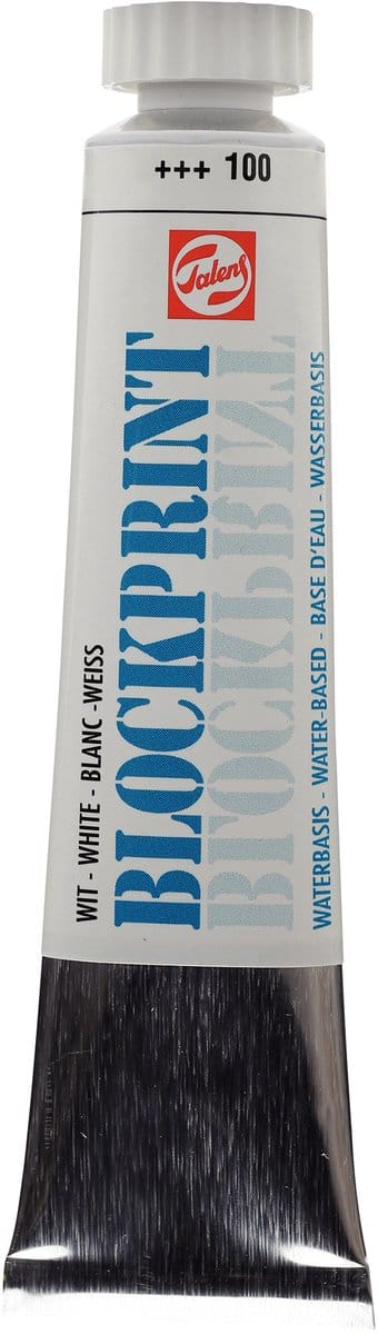 Talens Blockprint Tube - Wit 100 20 ml - Sneldrogende dekkende verf voor sjabloneren & blokdrukken - lichtecht & waterafdunbaar