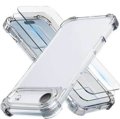 Hoesje - geschikt voor iPhone 17 Air - Transparant - 2x screenprotector - beschermglas screen protector - Anti Shock - hoes case