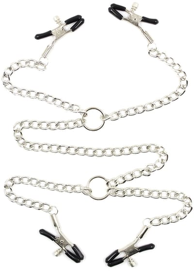 Smart Moves - Tepelklemmmen en Schaamlipklemmen aan Ketting - Verstelbaar - Zilver