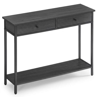 LUMÉ STORE Side Table - Consoletafel - Wandtafel - Haltafel - Gangtafel - 2 Lades - Industrieel - Opbergkast - 100x30x80cm - Zwart