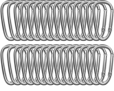 20-stuks Zilveren karabijnhaak - Metalen aluminium karabijnhaak voor buitengebruik - Karabijnhaakclip - D-ring - Kleine multifunctionele karabijnhaak - 7,2 * 3,8 * 0,5 cm - Geschikt voor - en buitenkamperen en bergbeklimmen - Zilver