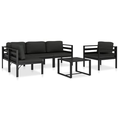 vidaXL - 6-delige - Loungeset - met - kussens - aluminium - antraciet