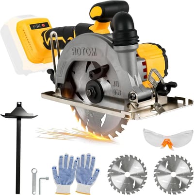 Draadloze Cirkelzaag - Accu Handzaag - Hout Bewerken - Borstelloze Motor - 150 mm - Geel