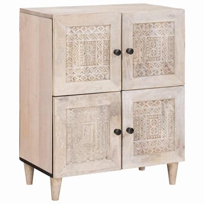 vidaXL - Dressoir - Bleached - White - 60 - x - 33 - x - 75 - cm - Massief - Mango - Hout
