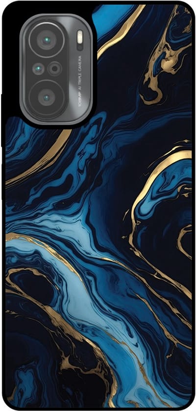 Smartphonica Telefoonhoesje Geschikt voor Xiaomi Mi 11i met marmer opdruk - TPU backcover case gold blue marble design - Goud Blauw geschikt voor Xiaomi Mi 11i