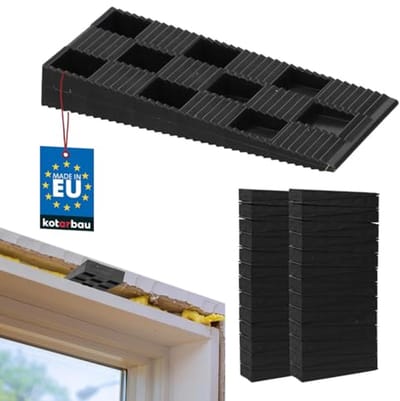 Kunststof montagewiggen 50 stuks voor ramen en deuren - 94 x 44 x 14 mm - Zwart