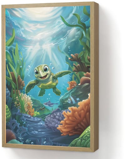 Nachtlampje 40x60 cm - Kinder lamp - Schildpad - Zeedieren - Onderwater - Zeewier - Tafellamp kinderkamer draadloos - Slaapkamer lampje - Bedlamp kinderen - Kinderlampje - Wandlamp babykamer - Nachtlampjes