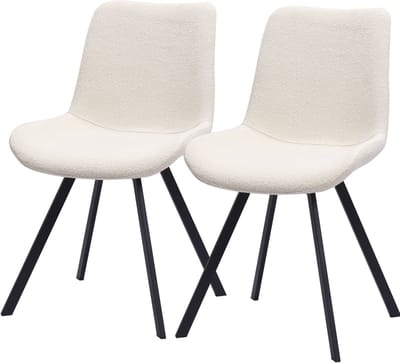 MIVRAY Eetkamerstoel Set Van 2 - 360 Graden Draaibaar En Ergonomisch - Voor Eetkamer En Keukeneiland - Stof En Metaal Wit