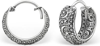 Amanto Oorbellen Caelan - 925 Zilver Geoxideerd - Bali - 5mm - ∅14mm