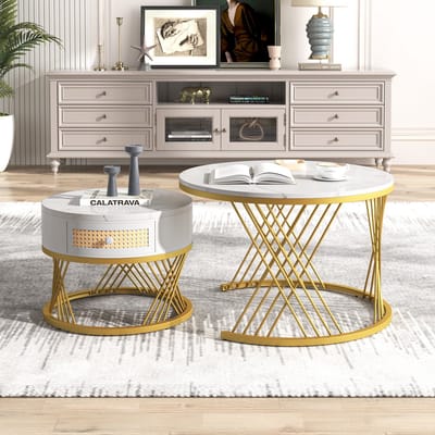 Salontafel bijzettafel sofatafel woonkamer tafel 2 in 1 ronde eetkamertafel MDF