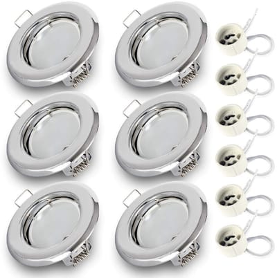 Kwazar Luminaire LED-inbouwspot met frame GU10 7W neutraal wit 4000K inbouwframe plafondspot RIK.15 (set van 6, zilver)