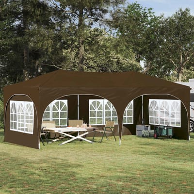 vidaXL - Pop-up - Feesttent - 575 - x - 288 - x - 245 - cm - Taupe - Oxford - Stof