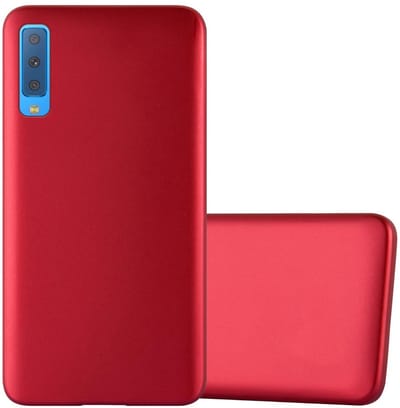 Cadorabo Hoesje geschikt voor Samsung Galaxy A7 2018 in METALLIC ROOD - Beschermhoes gemaakt van flexibel TPU silicone Case Cover