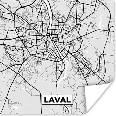 Poster Laval – Plattegrond - Frankrijk – Kaart – Stadskaart - 100x100 cm XXL