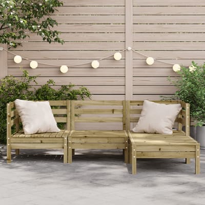 vidaXL - Tuinbank - 3-zits - met - voetenbank - geïmpregneerd - hout - wasbruin