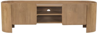 Vente-unique Tv-meubel met 2 deuren en 2 nissen van mangohout - Naturel - ISLARA