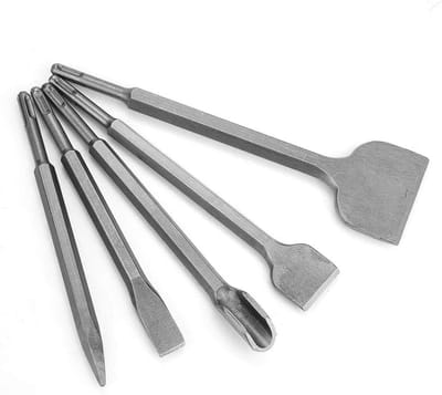 Set van 5 SDS Plus Beitels - Platte Beitels en Puntbeitels voor Metselwerk en Licht Boorwerk