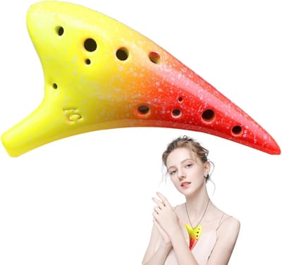 Keramische Ocarina - 12 Gaten Fluit - Muziek Leren - Hoge Temperatuur Gebakken - 16 x 9 x 5 cm