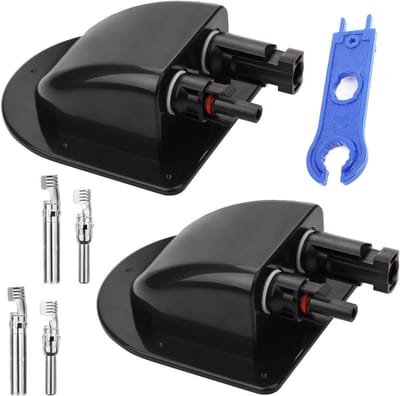 2 x Solar Cable Grommet voor Zonnepanelen, Aansluitdoos, Dakdoorvoer, Geschikt voor Caravans en Boten, Inclusief MC4 Socket Wrench (Zwart)