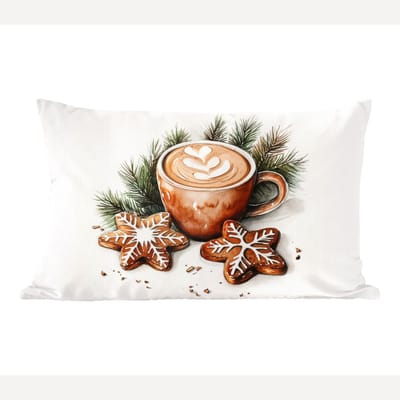 Sierkussens - Kussentjes Woonkamer - 60x40 cm - Koffie - Koek - Winter - Art - Kerst