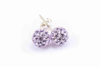 Karma Oorbellen Crystal Ball Lila Zilver | 4 mm