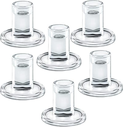 Set van 6 Transparante Glazen Kaarsenhouders voor Decoratie