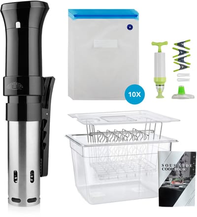 Sous Vide - Complete Set - Sous Vide Stick - met Kookboek - Vacuumzakken - 1100W - 12 Liter - BPA-vrij - Sous Vide Waterbak - Zwart - van Saaf