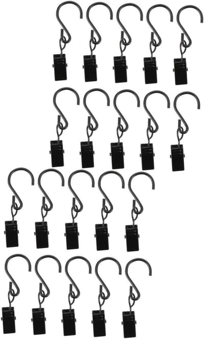 Gordijnhaken - Klemmen Clips - Gordijnen Ophangen - Eenvoudige Bevestiging - 100 Stuks - Zwart