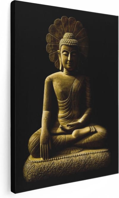 Artaza Canvas Schilderij Boeddha Beeld - 30x40 cm - Klein - Muurdecoratie Spiritueel - Wanddecoratie Woonkamer - Kamer Accessoires