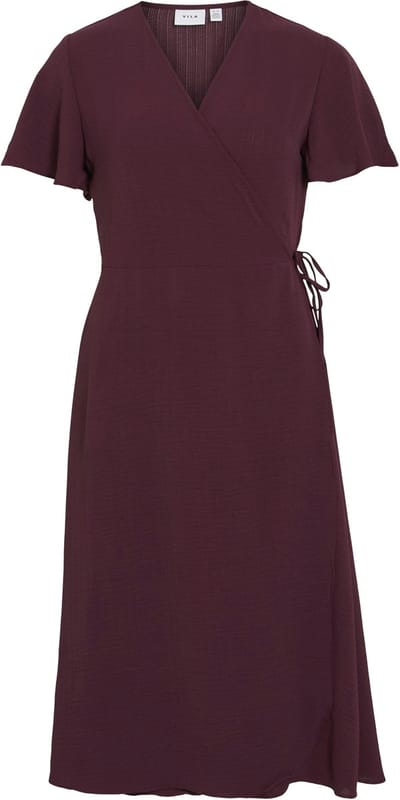 VILA - VILOVIE S/S WRAP MIDI DRESS - NOOS - Dames - Mini jurken