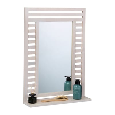 badkamerspiegel met plank - 70 x 50 x 12 cm - wandspiegel - walnotenhout