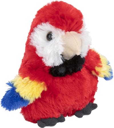 Nature Planet Knuffeldier Papegaai - pluche knuffel - rood - 13 cm - dieren knuffel cadeau - Tropische vogels