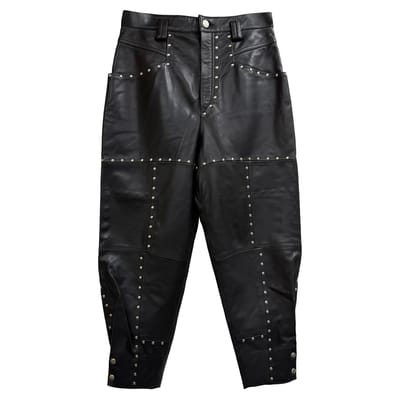 Isabel Marant Viamao taps toelopende broek met studs in zwart leer