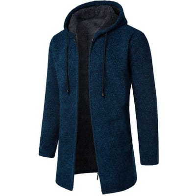 Heren Uni Kleur Lange Gebreide Fleece Trui Jas XXXXL Vloot