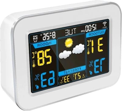 Weerstation Klok - Digitale Monitor - Weersinformatie - Wifi APP Bediening - 16.8 x 12 cm - Wit