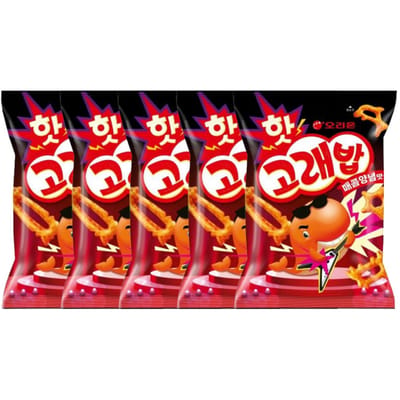 Orion Hot Whale Riz Assaisonnement Épicé Poissons Grillés Craquelins 118g x 5 Paquets