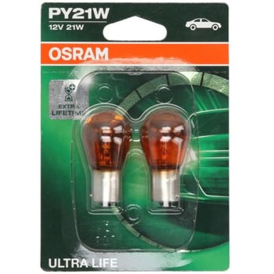Ams-Osram P27/7w lamp OSRAM PY21W Ultra Life 12V/21W, 2 Stuk