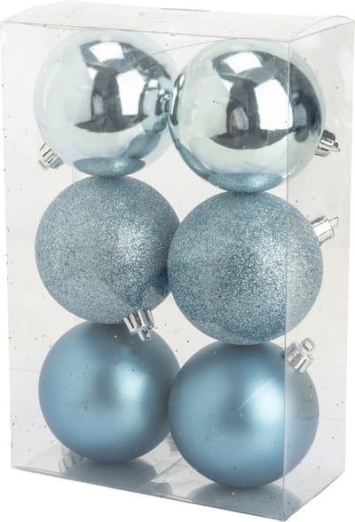 Cosy & Trendy Kerstballen - 6x st - ijsblauw - 8 cm - kunststof - kerstversiering - kerstboomversiering