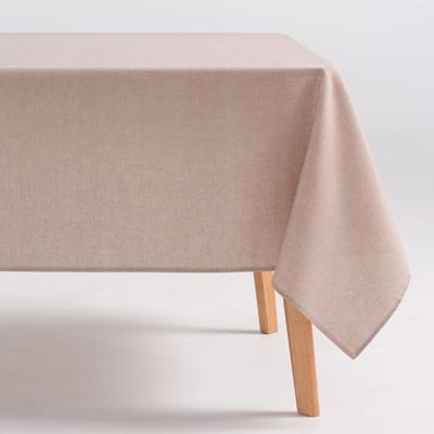 GAMUSI - GAMUSI INDIRA Tafelkleed - Vlekbestendig - Effen Design - 70% Katoen / 30% Polyester- 140 x 100 cm - Beige - Tafellaken met Vlekwerende Coating - Landelijke Stijl