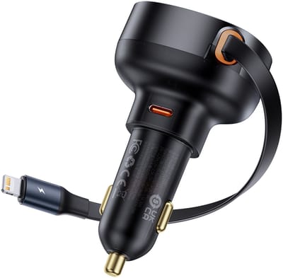Baseus - Enjoyment - Pro USB-C - (vrouwelijk) / Lightning - (mannelijk) - 60W - autolader - zwart