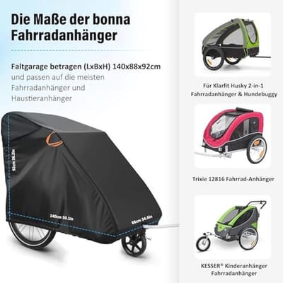 Dailygoods- Afdekking Waterdicht - Fietskar Hoes - Hondenaanhanger Hoes - Scheurvast Oxford-weefsel - 140x88x92cm - Reflecterende Lus - Fietskarhoes